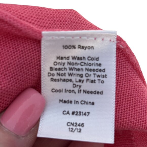 Talbots Pink Open Front Cardigan 3/4 Sleeve Lightweight Size 1X Rayon Blend - Picture 6 of 7
